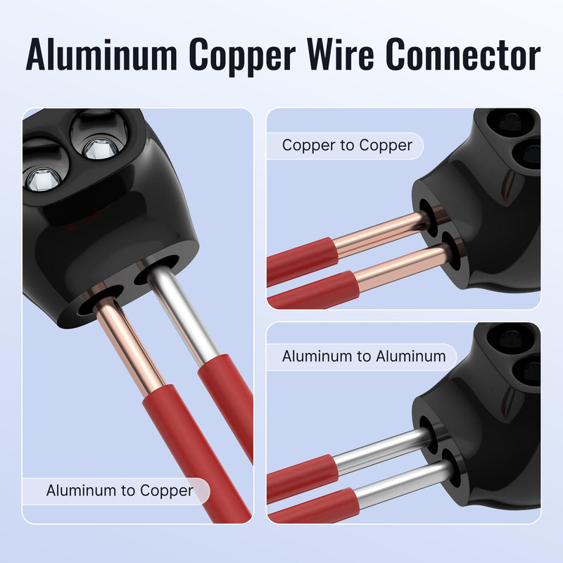RVBOATPAT 2 Port Insulated Multi Tap Connector 4-14 AWG Aluminum to Copper Wire Connectors Single-Sided Entry Aluminum Wire Connectors Slotted Allen Hex - 5 Pack 5PCS 2 port 4-14 AWG