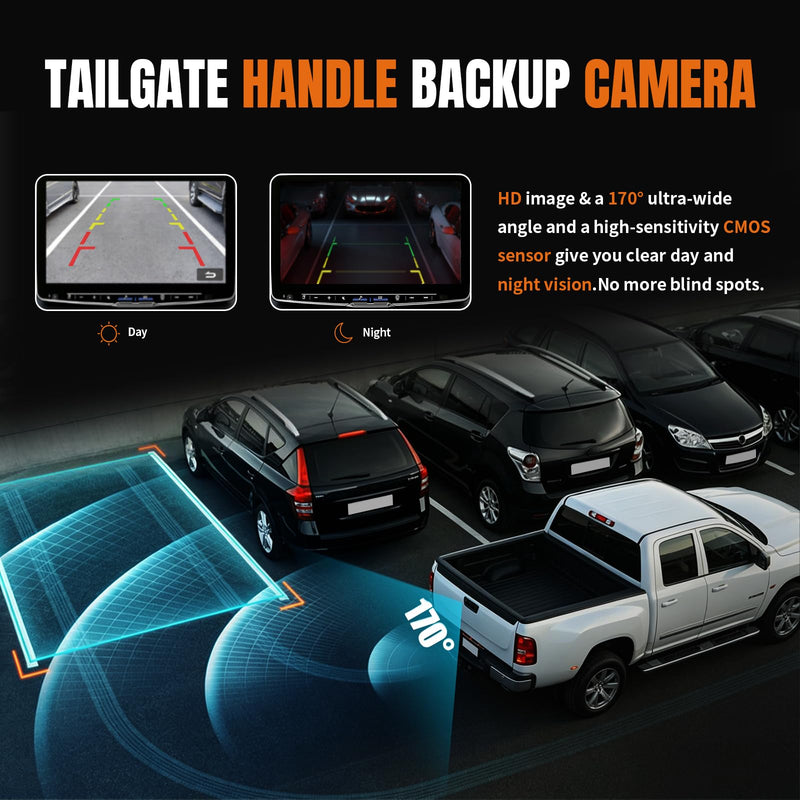 LCWRGS Tailgate Handle Backup Camera Fits for 2004-2016 Ford F150 F250 F350 | for F450 F550 Super Duty Explorer Tailgate Latch Door Handle Rear View Camera Night Vision 170° Angle OE# 8L3Z9943400AC