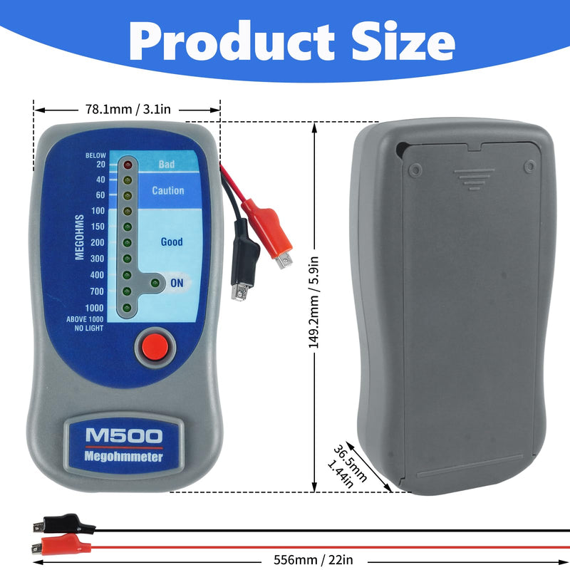 M500 Insulation Tester/Electronic Megohmmeter 500V with Soft Carrying Case