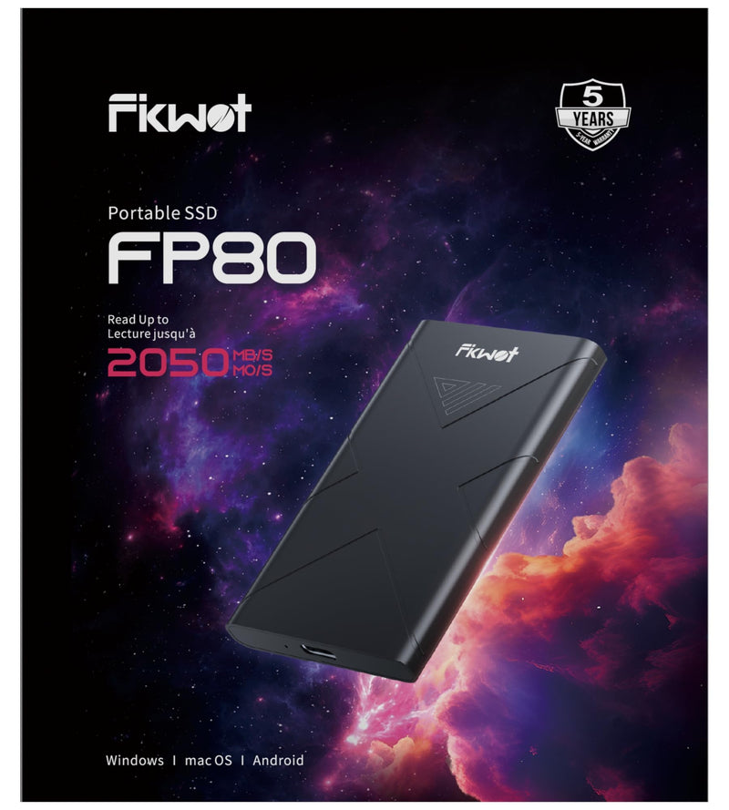 1TB External SSD, Portable SSD, Up to 2000MB/s, USB 3.2 Gen2x2 External Solid State Drives, Compatible with Smart TV, PS5/PS4(Pro), iPhone 15/16, Xbox, Mac & Windows and Other Devices(FP80) FP80 1TB