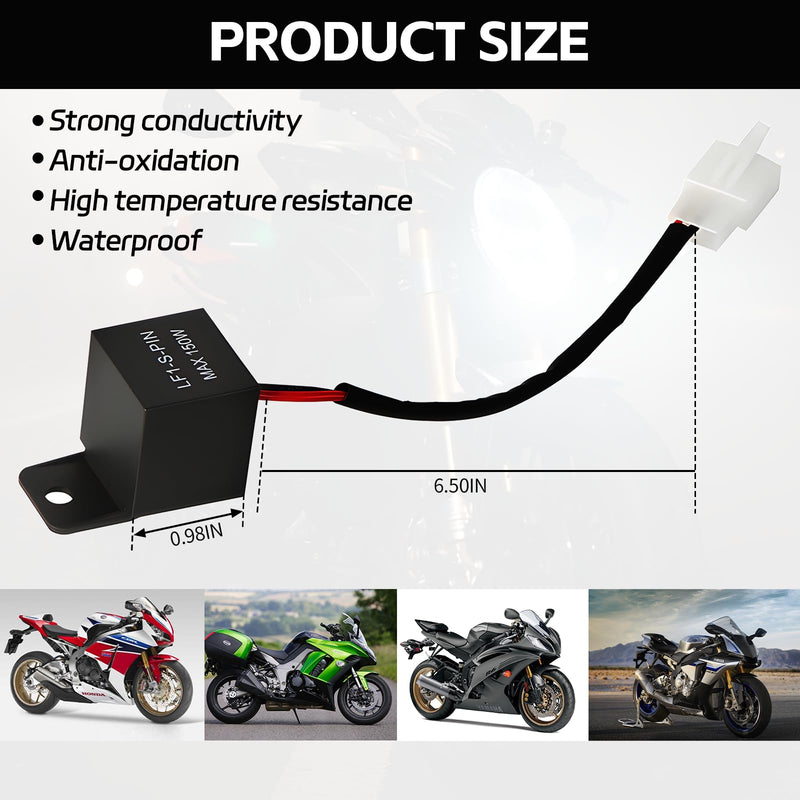 Motorcycle LED Flasher Relay, 2 Pin 12V Motorcycle Electronic Turn Signal Flasher Relay, Indicator Light LED Flasher Relay to Fix Turn Signal Bulbs Hyper Blinker Flash