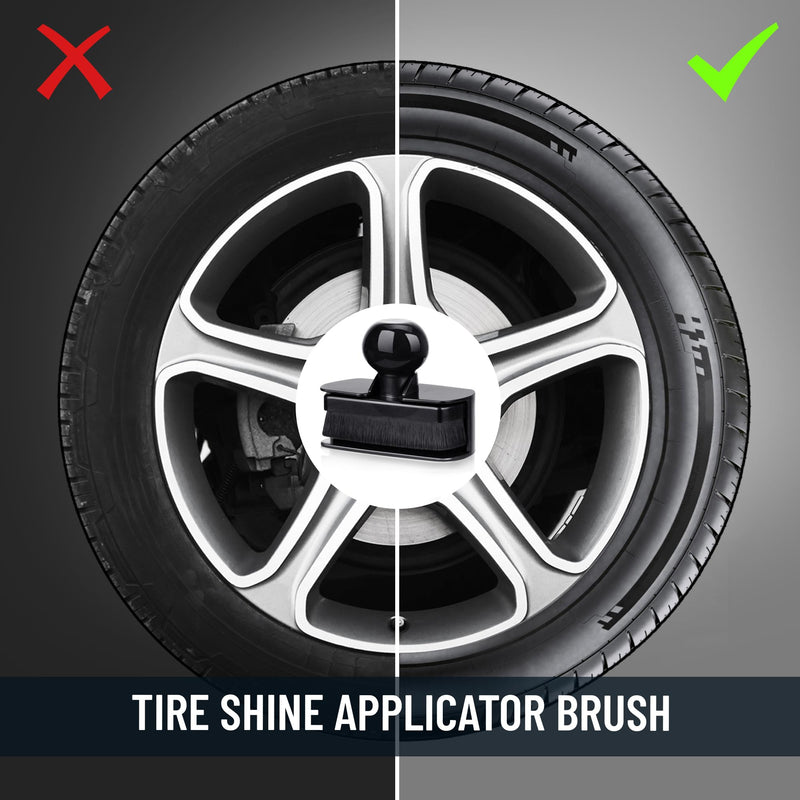 Car Tire Shine Applicator,Large Vegan Tire Shine Brush - Automotive Tire Dressing Applicator Brush with Storage Stand for Tire Detailing & Car Wash Kit, Black, 3.6 Inch Length (Black) 1
