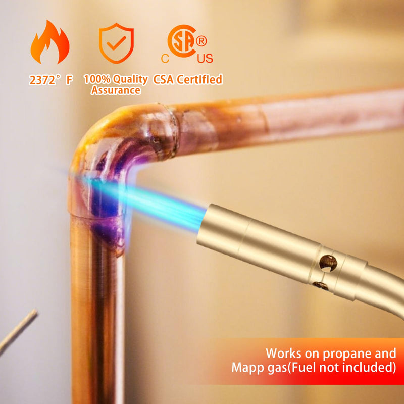 DOMINOX Propane Torch Head, Manual Start Solid Brass Brazing Torch Fuel by Propane CGA600 Cylinder, Blow Torch for Soldering, Brazing, Welding, Thawing and Cooking(Only Torch)
