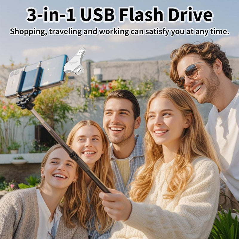 USB 3.0 Flash Drive for iPhone 256GB: MFi Certified 3in1 External Memory Photo Keeper Storage Stick for Picture/Video/Data Saver/Backup High Speed Thumb/Jump/Hard Drive for iPad/Android/PC -Grey 256 GB Grey