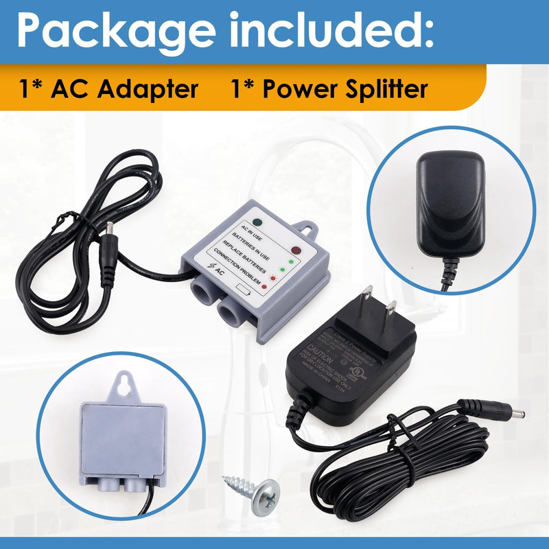 169031 AC Power Cord Adapter Kit, Compatible with Moen MotionSense, MotionSense Wave and U by Moen Kitchen Faucets, Dual Power Source for 7594E, 7185E, 7565E, S72308E Series Faucets