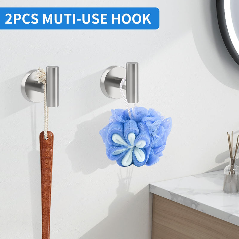 Brushed Nickel Bathroom Accessories, Bathroom Hardware Set, SUS304 Stainless Steel Bathroom Towel Holder Set, 16 Inch Towel Bar Set 5 Pcs, 2 Towel Hooks, Toilet Paper Holder, Towel Ring 16in Towel Bar Set Brushed Nickel