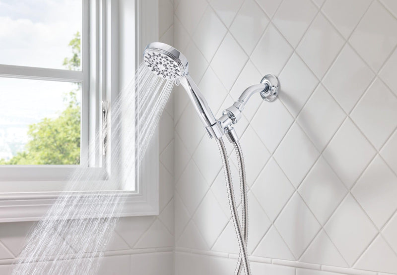 Moen 20016 Ignite Dual Hand Held And Multi Function Shower Head Combo Package With Hose And Diverter, Chrome, 3.75" Pack of 1 Showerhead + Handheld Showerhead