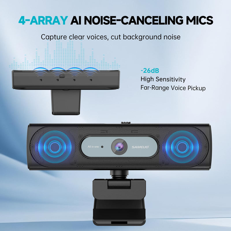 G55 2K Webcam with Dual Speakers & Microphone for PC Laptop | USB Computer Camera, 120° FOV, Remote Control, Plug & Play Streaming Camera, works with Zoom/Teams/Switch 2/Mac