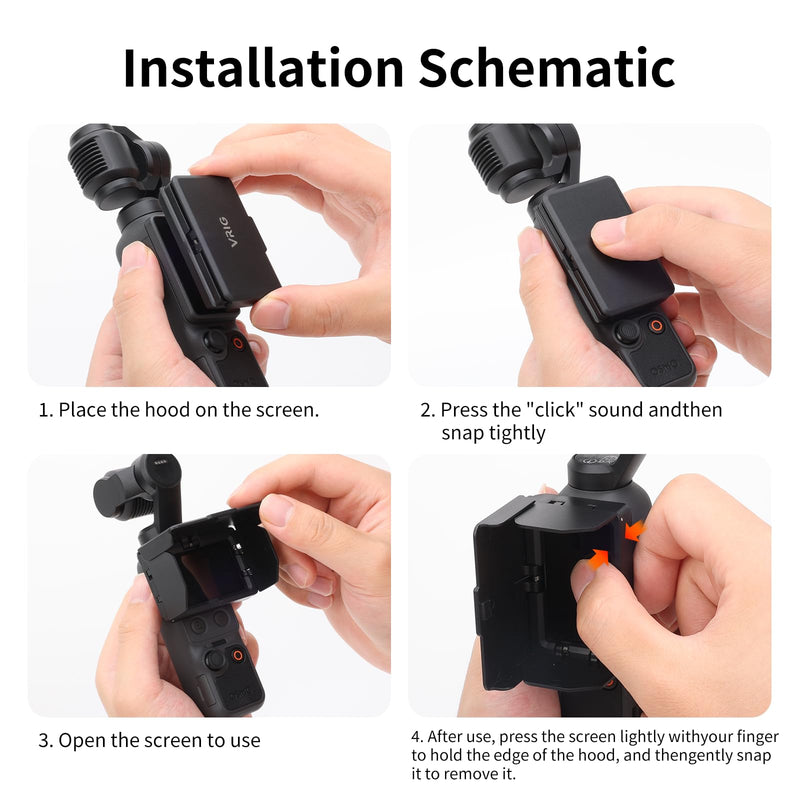 VRIG Foldable Screen Cover Sun Hood for DJI Osmo Pocket 3/4 Accessories | Portable Anti-Glare Protector for Outdoor Shooting, Gimbal Screen Protective Sunshade Cover for Pocket 3 Accessories