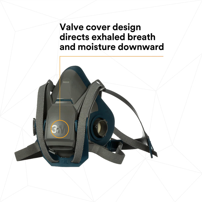 3M Rugged Comfort Quick Latch Half Facepiece Reusable Respirator 1 Count (Pack of 1) Medium