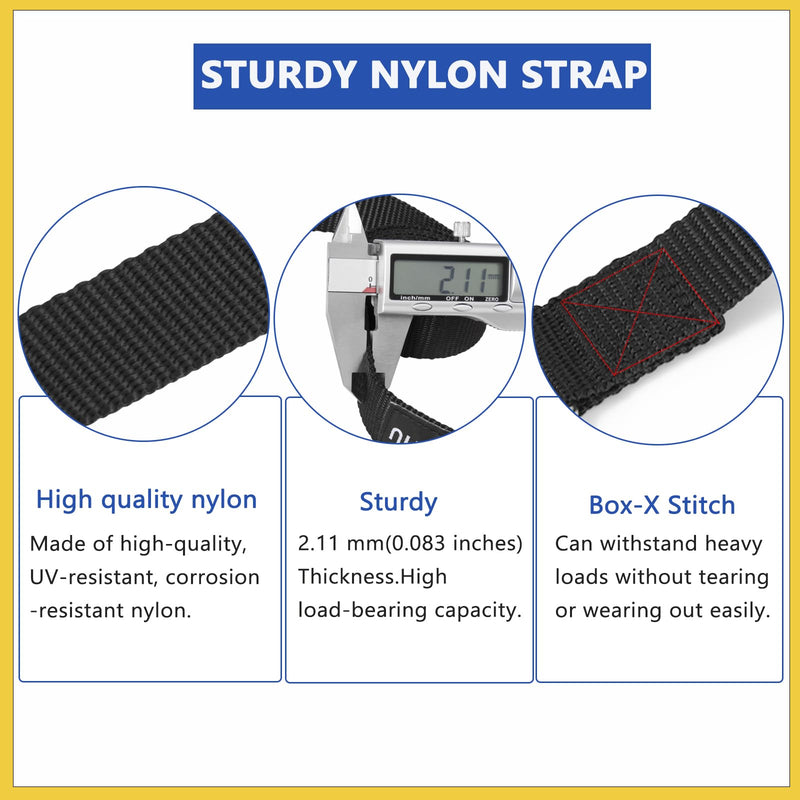 2PCS Adjustable Bimini Top Straps, Pontoon Canopy Replacement Sturdy Nylon Straps with Heavy Duty Double Snap Hook, Bimini Top Hardware 41-74"