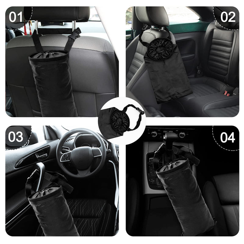 Car Trash Bag Car Trash Can Hanging Back Seat Car, Car Garbage Bag with Storage Pockets, Washable Eco-Friendly Car Garbage Can for Outdoor Traveling & Home Use (2 Pcs Black) 2 Black