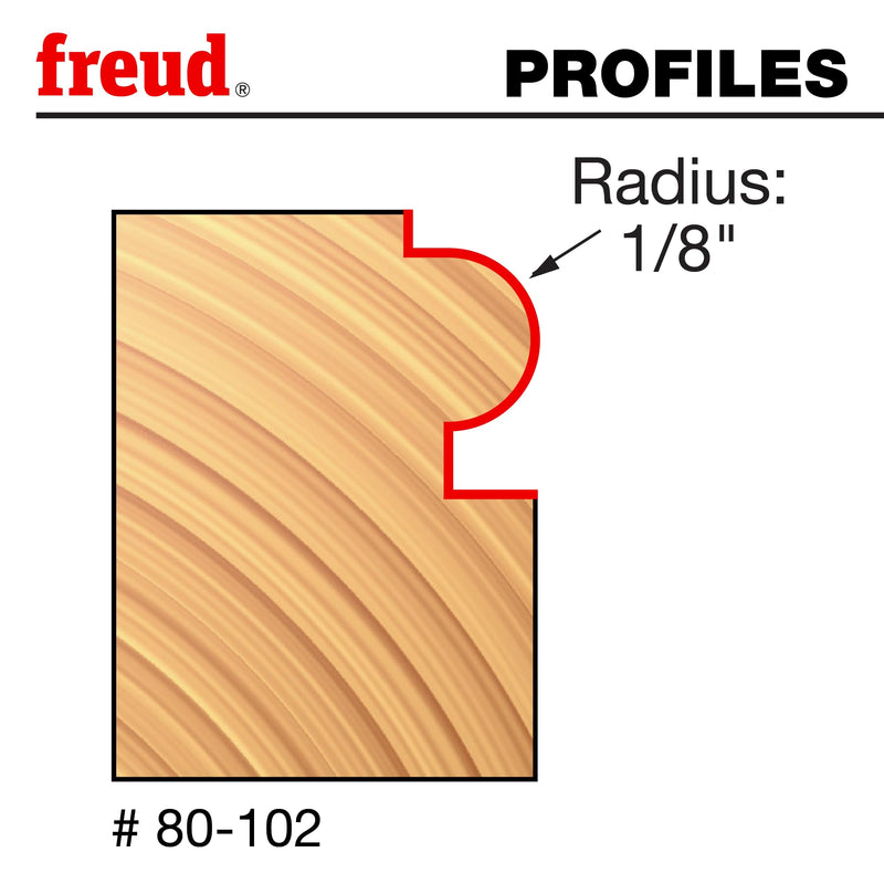 Freud 80-102: 1/8" Radius Traditional Beading Bit with 1/4" Shank, Perma-shield Coating Red