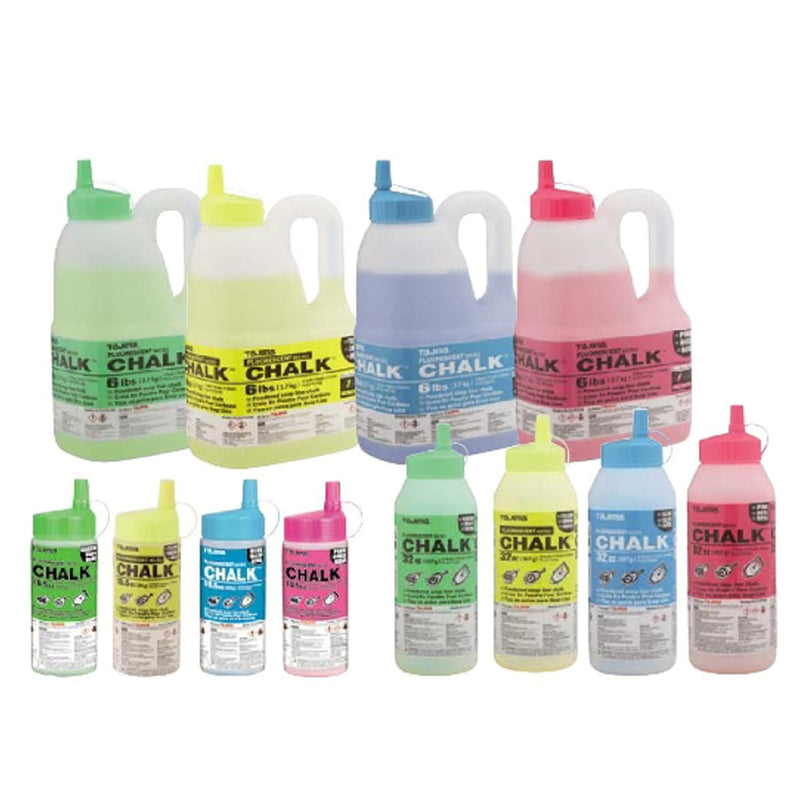 Tajima Micro Chalk - Fluorescent Green 32 oz (907g) Ultra-Fine Snap-Line Chalk with Durable Bottle & Easy-Fill Nozzle - PLC2-FG900