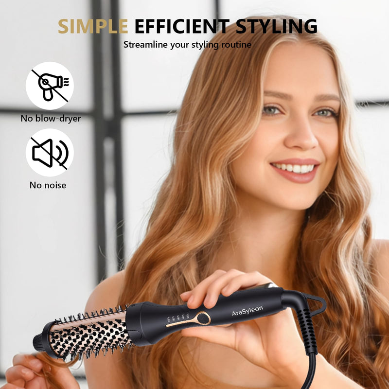 Thermal Brush 38mm Heated Round Brush for Curly Hair | One Step to Frizz-free Blowout Fast Heating 120-200℃ Adjustment Ceramic Ionic Technology Dual Voltage Lightweight & Portable