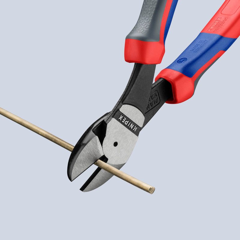 KNIPEX Tools - High Leverage Angled Diagonal Cutters, 12 Degree Angled, Multi-Component (7422200SBA), 8 inches