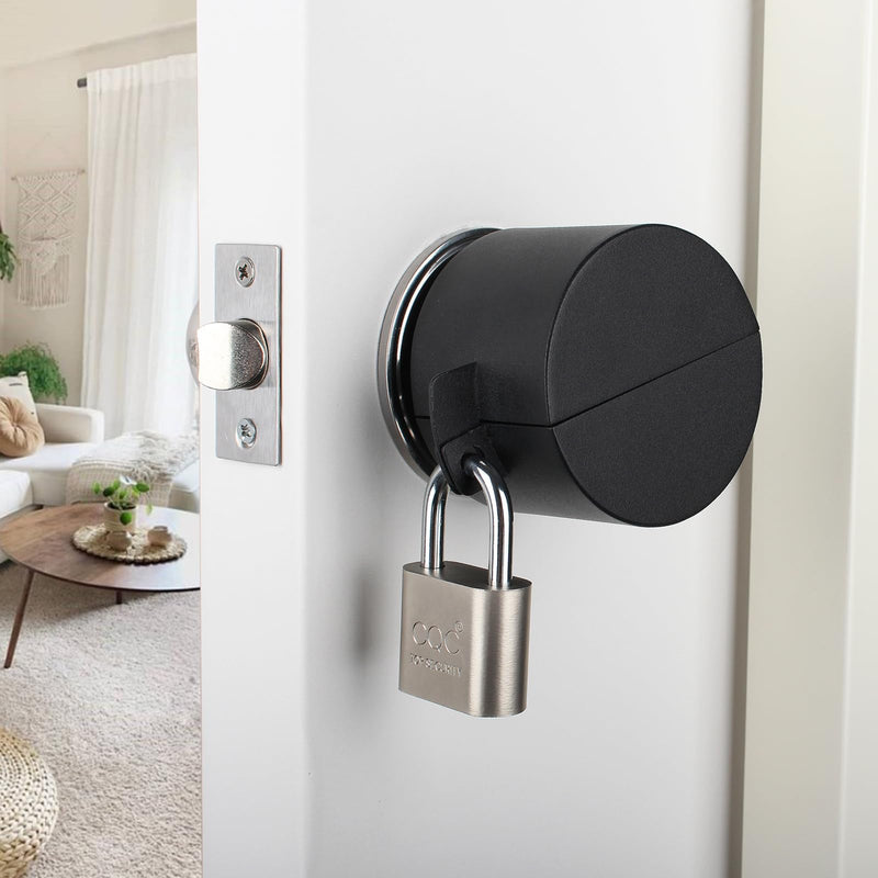 Door Knob Lockout Device with Padlock,Cover to Disable The Doorknob, Prevents Turning of Door Knob and Access to Keyhole, Prevents Operating The Knob,Black Black