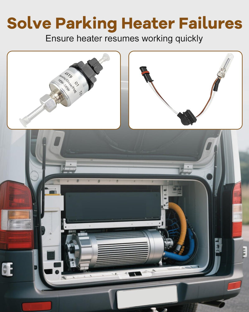 22451901 12V Heater Glow Plug Repair Kit and 12V Fuel Metering Pump Heater Fit for Eberspacher Airtronic D2 D4 Replace 252069011300, Parking Heater Maintenance with Strainer Screen
