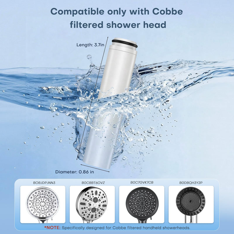 6 Pack Replacement Filters Compatible with Cobbe Handheld Shower Head, 20-layer Shower Filter Replacement for Hard Water,Remove Chlorine and Harmful Substances