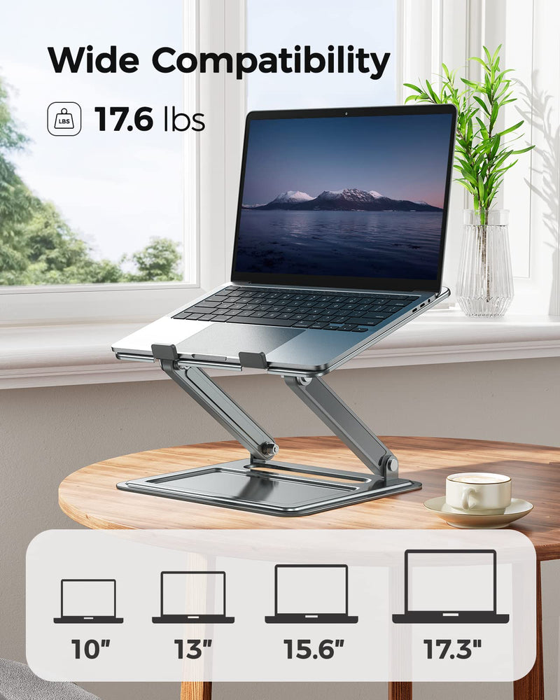 LORYERGO Adjustable Laptop Stand, Portable for 17.3inch Laptops, Holds Up to 17.6lbs, Ergonomic Posture & Heat Dissipation - Gray Grey