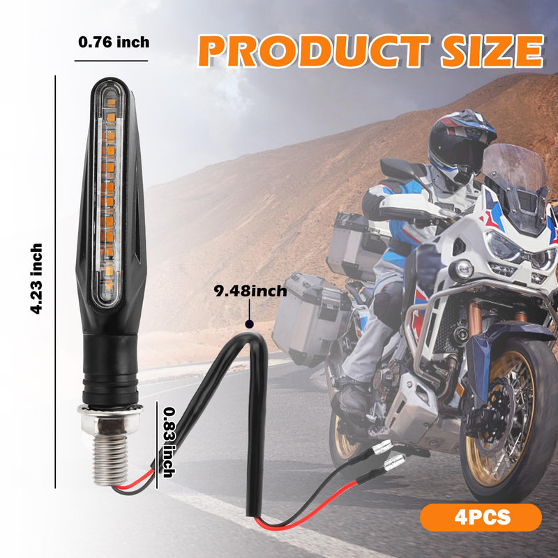 4PCS Motorcycle Turn Signals LED,Ultra-Bright 12 LED Front & Rear Motorcycle Blinkers with Sequential Flow Mode,Upgraded 12V Motorcycles Indicator Lights Motorcycles Parts
