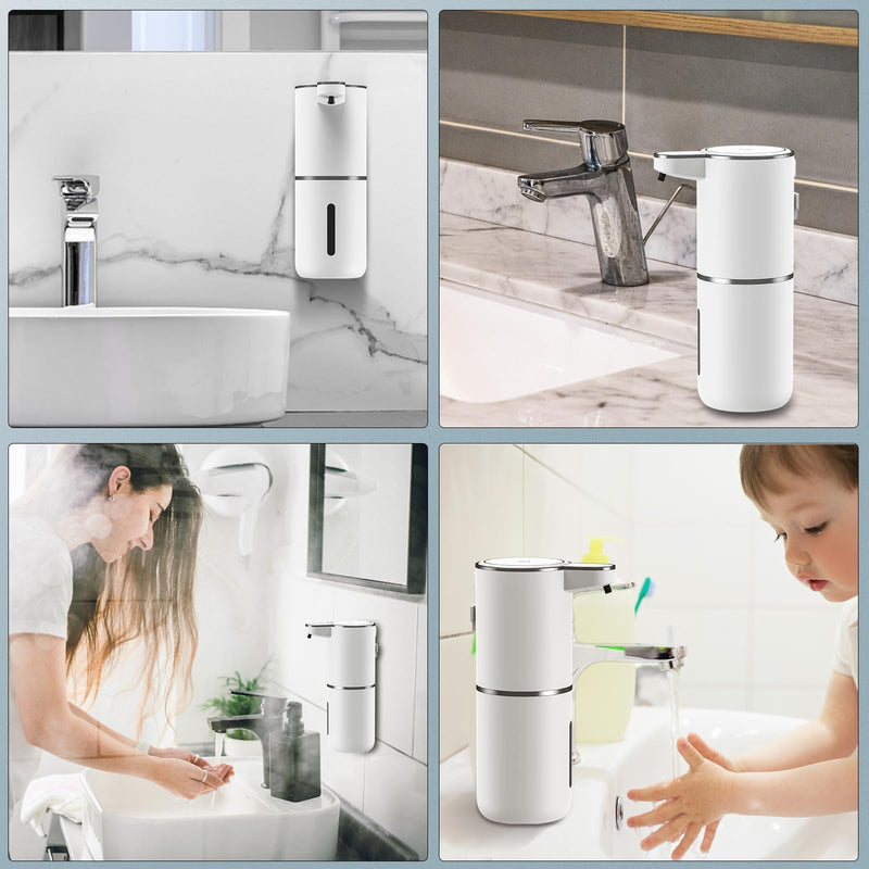 HOMELYLIFE Automatic Foam Soap Dispenser, 12.85oz Touchless Soap Dispenser with Smart Display, 4 Levels Adjustable Liquid Hand Free Dispenser, Dish Foam Dispenser for Kitchen, Bathroom, Public Places