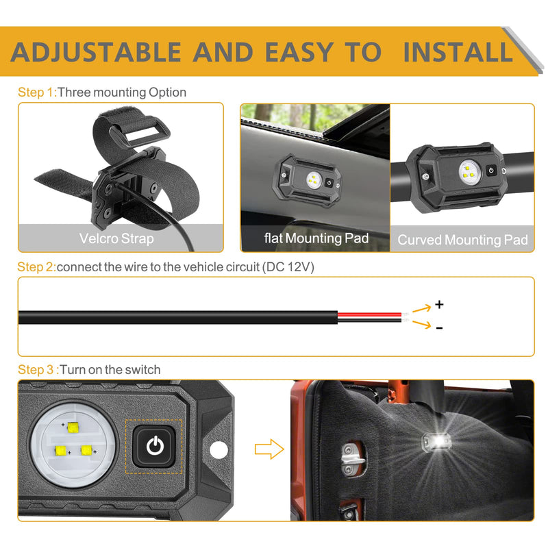 UTV LED Dome Light 12V with Switch, Rfroad Lighting Universal Roll Bar Mount LED White Light Interior Dome Light for UTV ATV Polaris RZR Can Am Car Golf Cart
