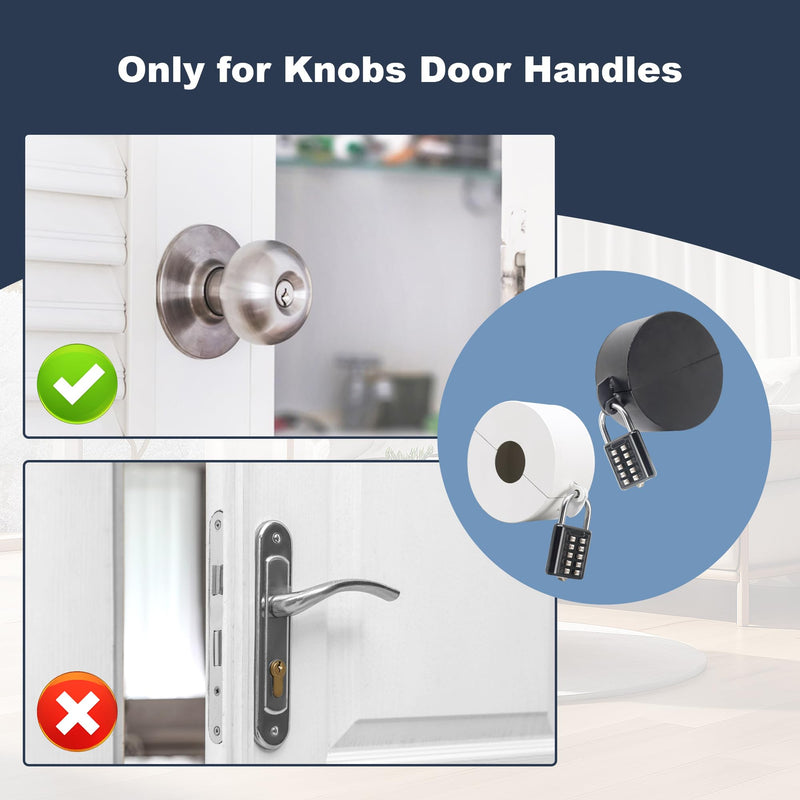 2 Pack Door Knob Lockout Device with Padlock,Temporary Door Handle Lock Cover for Dementia Patients/Child Proof, Outdoor Water Faucet Lock Cover - Black Black-2 Pack