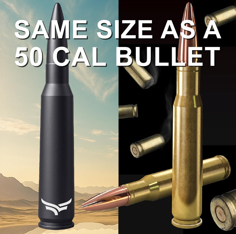 50 Cal Badass Bullet Antenna® Fits Jeep Wrangler JK & JL from (2007 for Jeep Wrangler & Gladiator Accessories - Car Wash Safe & Anti Thelf Design - Ditch The Whip & Upgrade Your Jeep BLACK