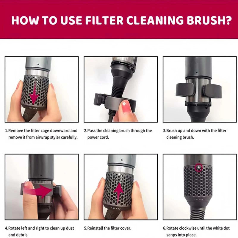 Accessory Filter Cleaning Brush, Compatible with Dyson Airwrap Attachments Cleaning Brush (HS01, HS05) - Gentle Accessory, Part No. 969760-01 Replacement, Grey