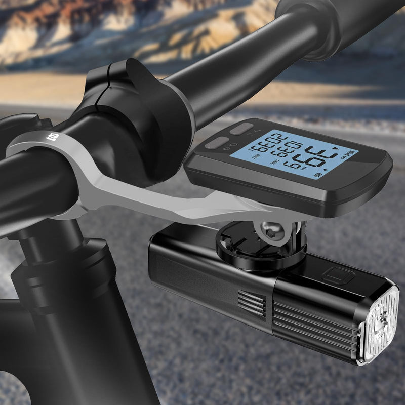 Out Front Bike Computer Mount for Garmin,Aero Bar Bike Mount Compatible with Wahoo,with Garmin,with Bryton & with Cateye,Integrated Handlebar Stand for GPS Computer,Flashlight and Sport Camera Out Front Mount-Grey