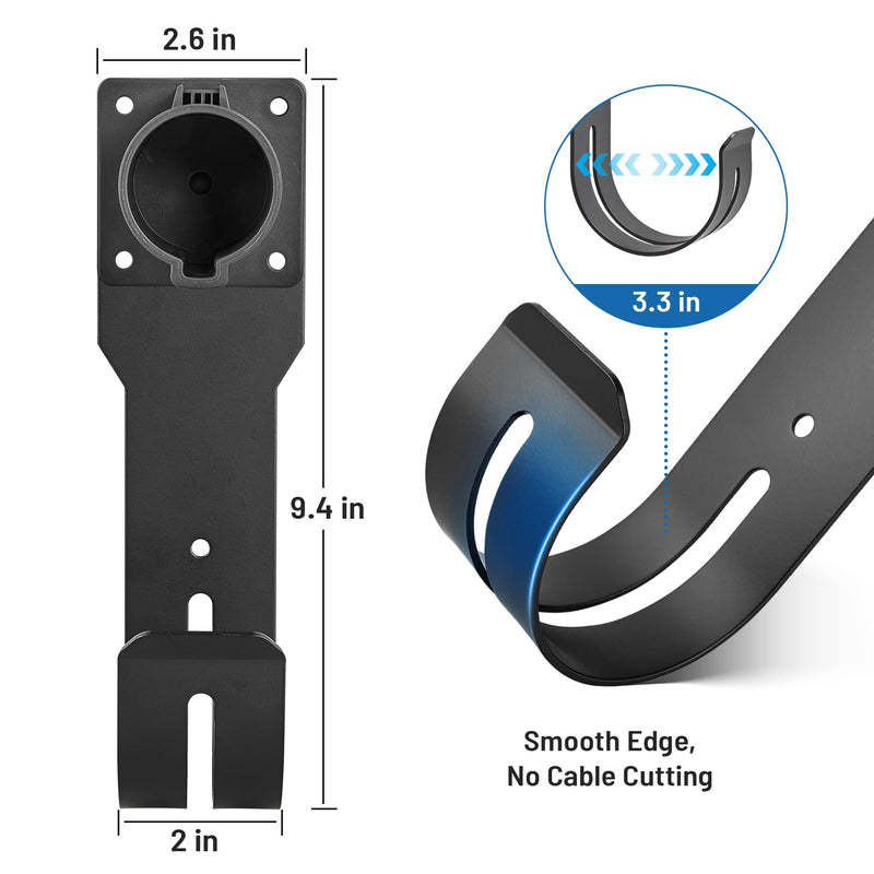 MECMO EV Charger Holder SAE J1772 Nozzle Holster Dock and J-Hook Combination Wall Mount, EVSE Electric Vehicle Car Charger Cable Organizer EV Charger Cord Wall Hook Cable Holder J1772 Connector