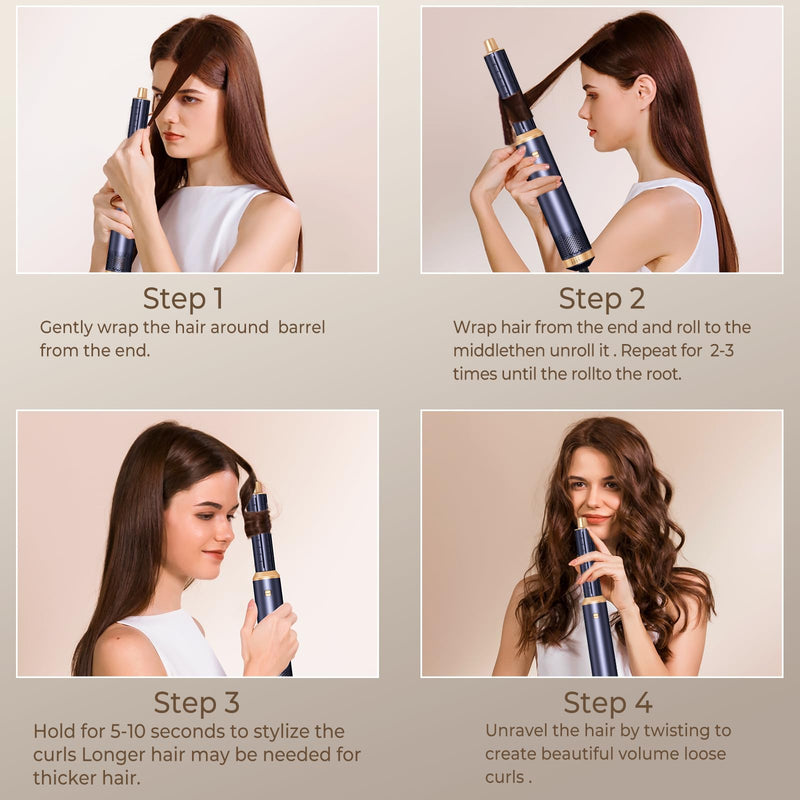 Mogawave Hair Styler Airbrush Pro 5 in 1, 1000w Air Styler | Hair Dryer Multi Styler with Air Curler,Blow Dryer Brush, Hair Styling Tool for Curling, Volumizing,Smoothing Purple