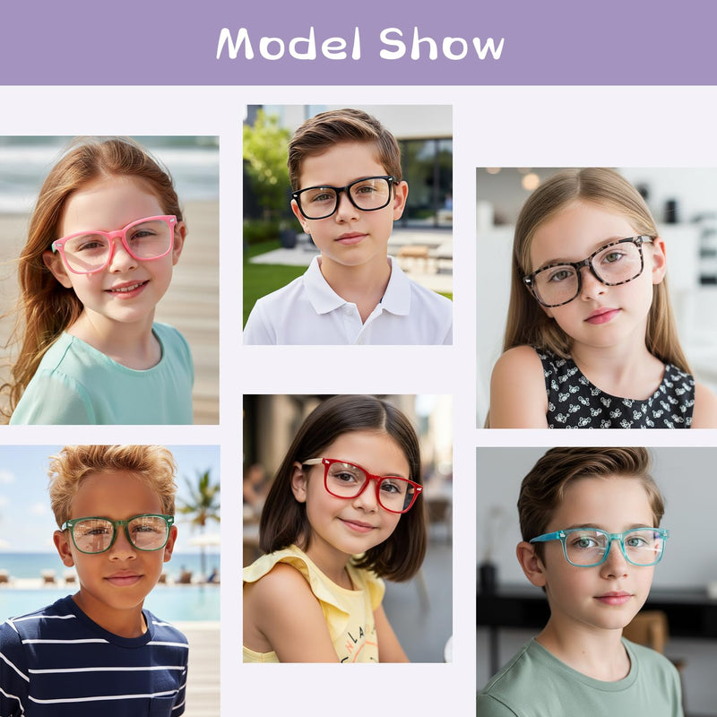 Kids Blue Light Blocking Glasses Age 2-5, Toddler Gaming Computer Eyewear | Features Anti Reflective Clear Lenses To Minimize Screen Glare And Support Comfort During Computer And Tablet Play. A1 Purple + Pink + Transparent Blue Age 2-5 Yrs
