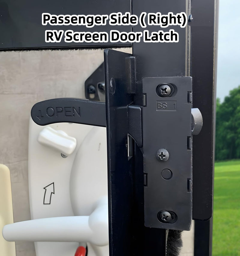 Metal RV Screen Door Latch Right Hand Handle Replacement Kit for Camper, Motorhome, Travel Trailer (Passenger Side)