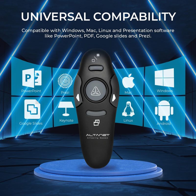 Wireless Presentation Clicker for PowerPoint Presentations, USB Dongle Presenter Remote with Pointer Slide Clickers for Mac/Windows/Linux, Computer/Laptop, Google Slide/PPT/Keynote (Ergonomic) Ergonomic