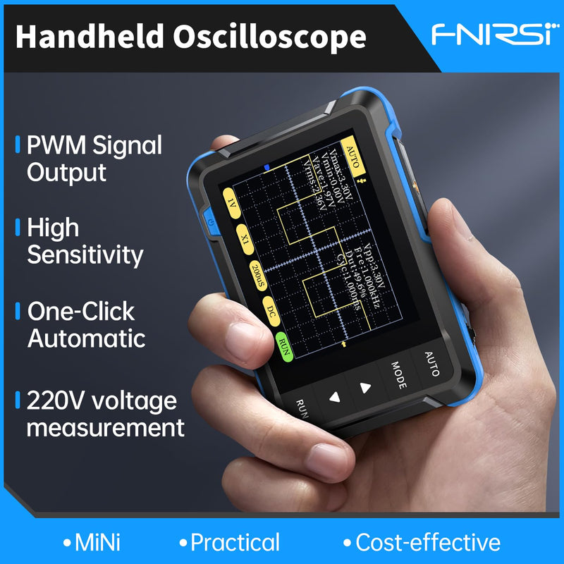 FNIRSI DSO152 Handheld Oscilloscope - 2.8" TFT Digital Oscilloscope Kit 200KHz Bandwidth 2.5MS/s High Sampling Rate Portable Pocket Oscilloscope, Trigger Function Auto/Nomal/Single Blue