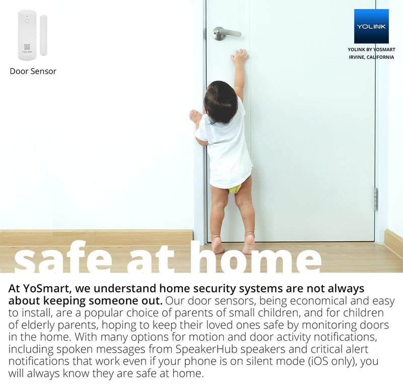YoLink LoRa Smart Door & Window Sensor: Up to 1/4 Mile Open-Air Range, Door Left-Open Reminders, up to 5 Year Battery Life, Alexa, IFTTT, Home Assistant, Home Security, Hub Required 1-Pack without Hub