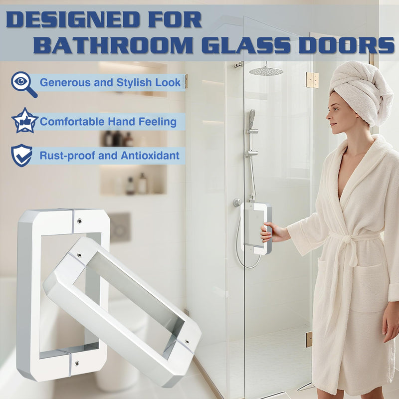 Alise 6" Shower Door Handle, Sliding Door Handles, Back to Back Glass Doors Handle,Fits 1/8"-3/4" Door, Shower Door Pulls, SUS304 Stainless Steel Shower Door Hardware Replacement, Polished Chrome 6 Inch