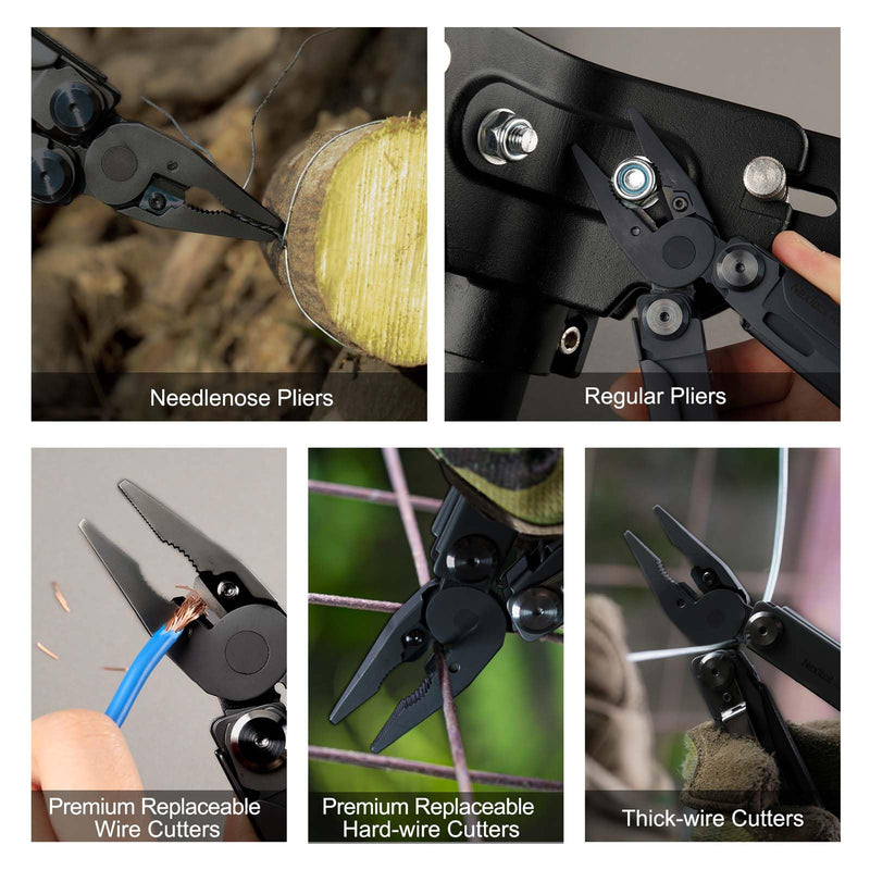 NEXTORCH MT10 16-in-1 Multi-Tool, Stainless Steel Multitool Pliers with 50Cr15MoV Pocket Knife, Huge Scissors, EDC Multitool Utility Tool for Camping Outdoor Activities