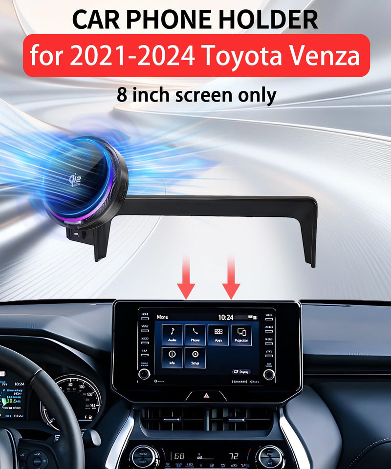 25W Car Mount Charger for Toyota Venza 2021-2024 8-Inch Screen | 2021-2024 Toyota Venza Qi2.2 25W MagSafe Fast Charging Cell Phone Holder Accessories,with Cooling Fan＆54W Fast Adapter,8" for 2021-2024 Toyota Venza(8 Inch)