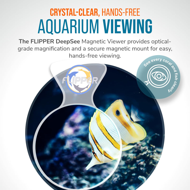 Flipper DeepSee 4" Magnetic Aquarium Viewer – Optical-Grade Magnifying Lens for Glass & Acrylic Tanks up to 5/8" Thick – Hands-Free Underwater Viewing for Fish, Corals & Aquarium Photography – Clear STD 4"