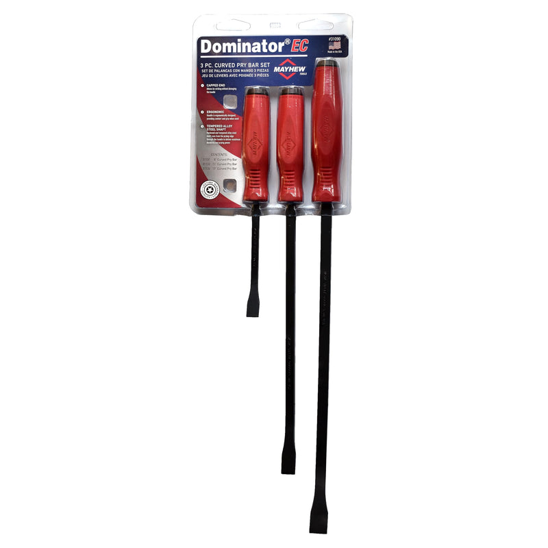 Mayhew Tools 31090 Dominator Economy Curved Pry Bar, Red, Small 3-Piece Set