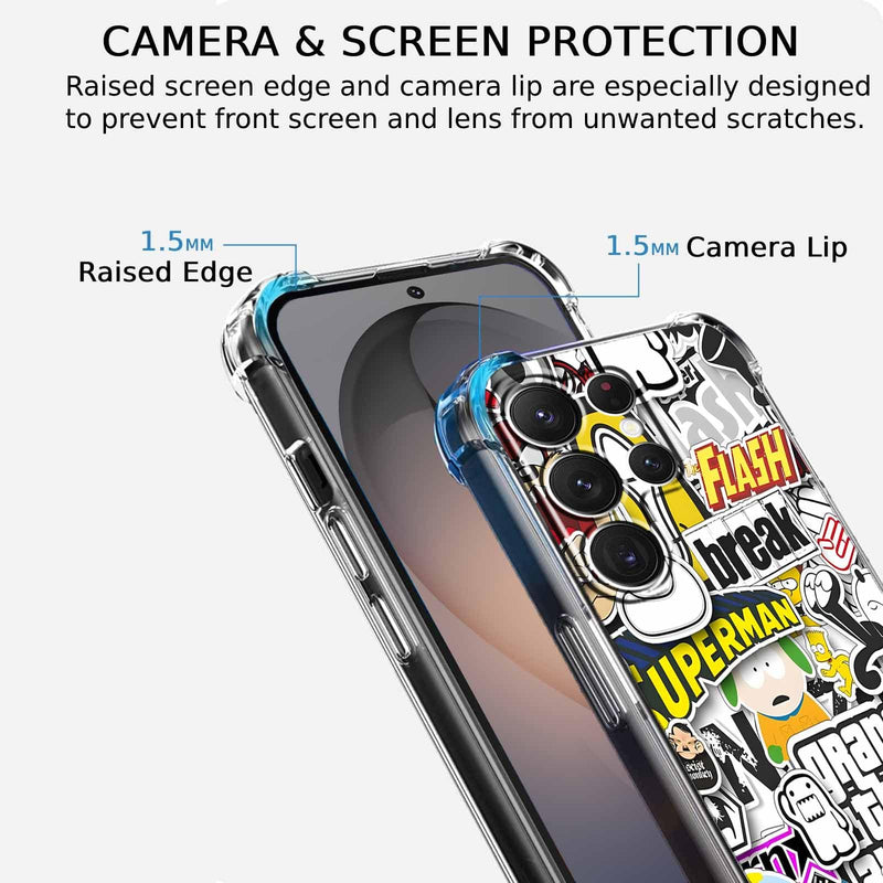 Case for Samsung Galaxy S26 Ultra with Pop Culture Design,Aesthetic Cartoon Sticker Bomb Pop-Art Collage,Clear Slim Soft TPU Bumper Phone Cover,6.9”(Pop,Sx26u)