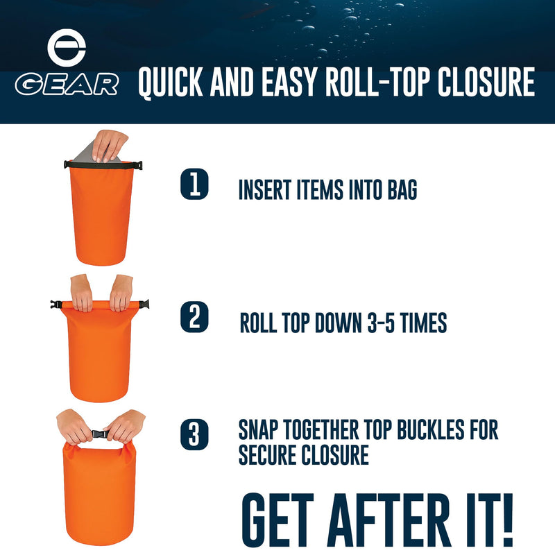 Enthusiast Gear Dry Bag 15L – Waterproof Floating Roll Top Dry Sack for Kayaking, Boating, Camping & Beach – Includes Quick Dry Microfiber Towel (Orange) Orange