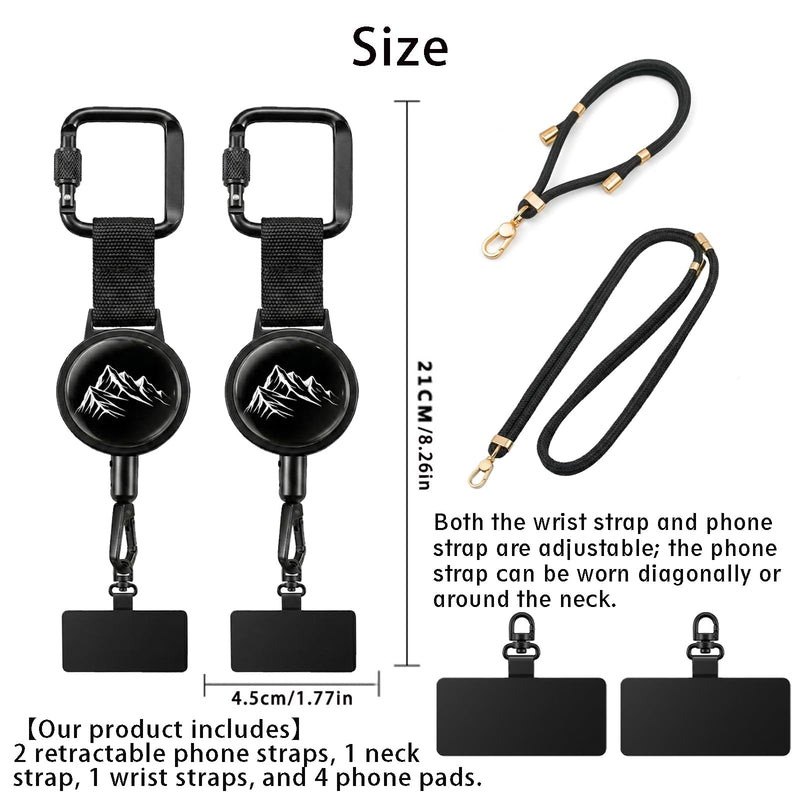 4 PCS Retractable Phone Lanyard Set Adjustable Anti-Theft - Anti-Lost Neck & Wrist Strap Tether for All Smartphones, Suitable for All Scenarios, Festival Travel Security
