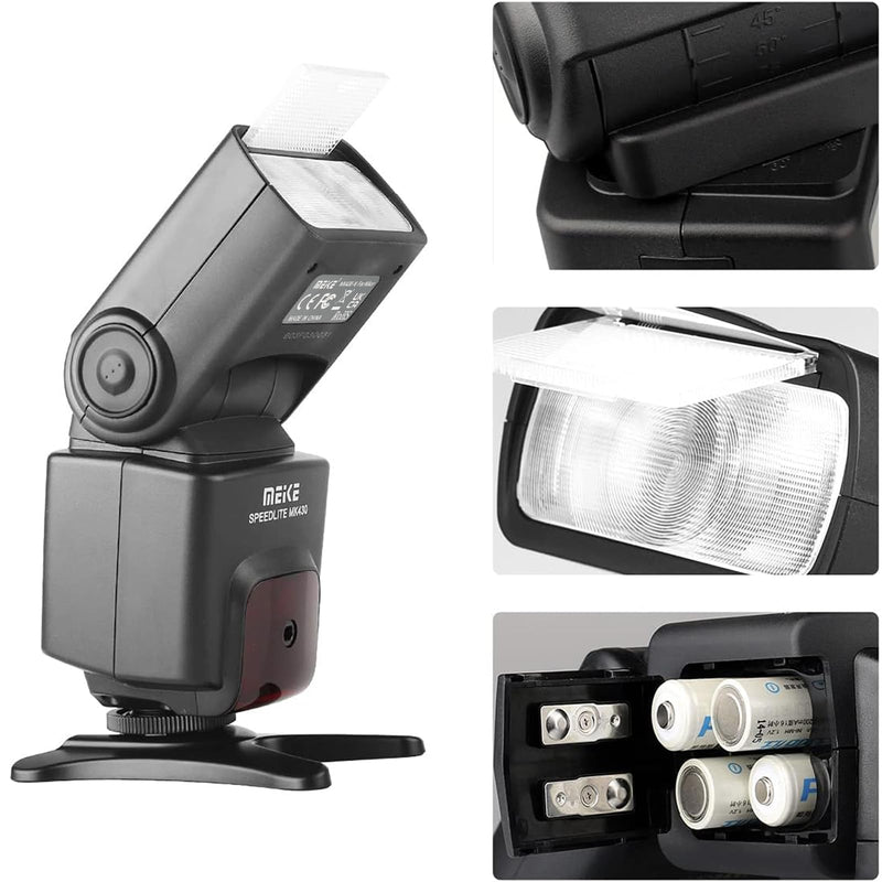 Meike MK430N TTL Camera Flash Speedlite with LCD Display for Nikon Cameras | For D7100 D5300 D5200 D3500 D3100 D600 D800 D3200 D90 D80 D300 D7500 D780 with Standard Hot Shoe