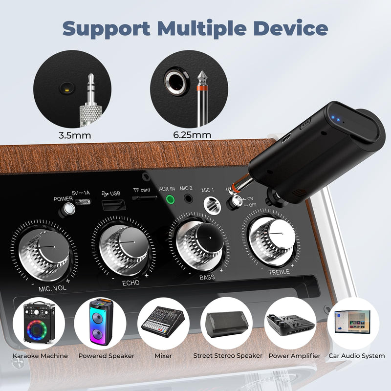 Wireless Microphones, Professional UHF Dual Microphones for Karaoke, Wireless Dynamic Microphone System Set with Rechargeable Receiver,Plug and Play, Speech, Wedding, Church, PA System Green
