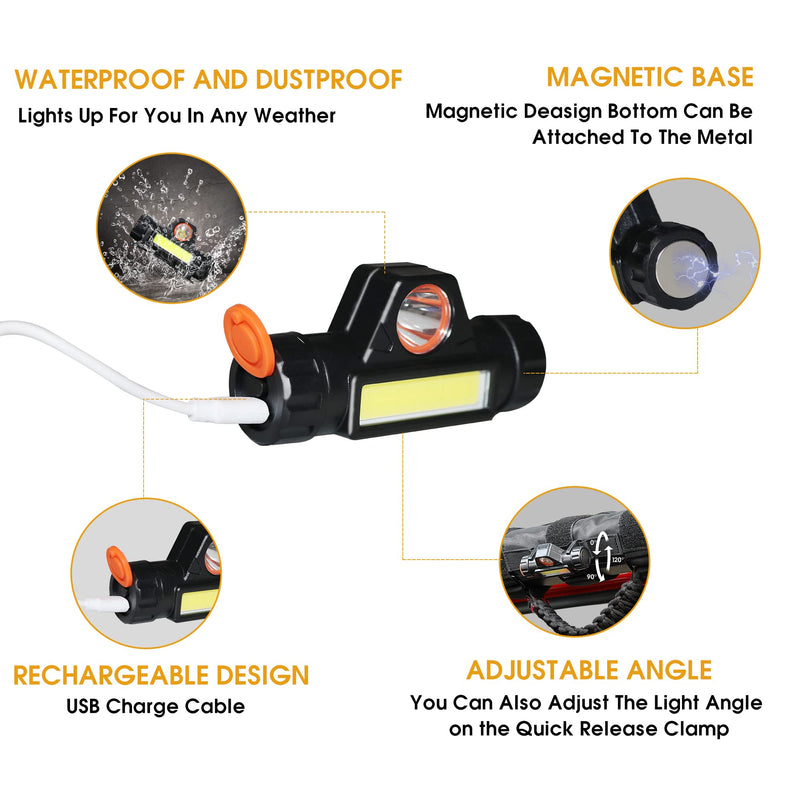 Handles Grab Roll Bar Grab Handles with Light for Jeep Wrangler Accessories TJ JK JL YJ Unlimited Rubicon Sahara 2 Door 4 Door Jeep Gladiator JT, Rechargeable Dome Light, Black, 2 Pack 2 Piece With LED Light