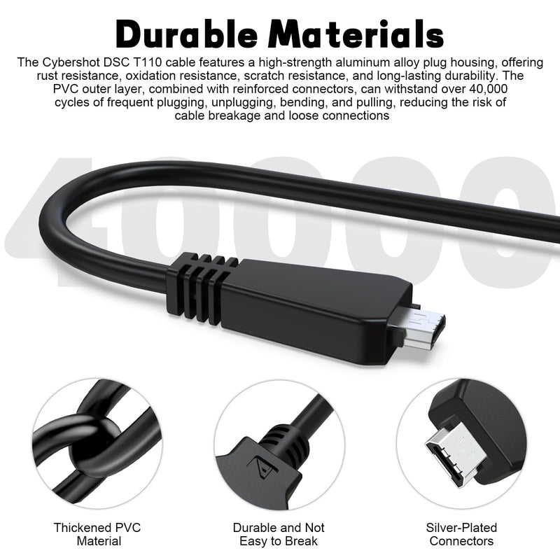 VMC-MD3 Cable Compatible with Sony Cyber-Shot DSC-W350 W360 W380 W390 W560 W570 W580 WX5 WX7 WX9 WX10 WX30 H70 HX7 TX55 TX66 TX100 Digital Camera, VMC-MD3 USB Cable for Computers, Laptops, 4.9ft